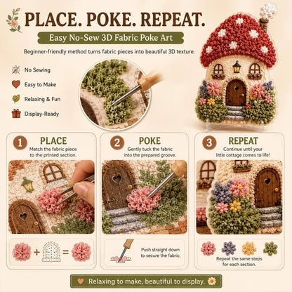 🔥Last Day 49% OFF - ✨Whimsical Village 3D Fabric Poke Art Kit
