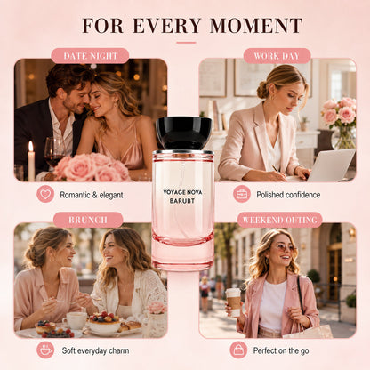 Voyage Nova Eau de Parfum for Women, Lychee Bergamot Ginger, Rose Peony Cocoa Blossom, Elegant Patchouli, Long Lasting Spring Fall Perfume, 50ml &1.7fl oz
