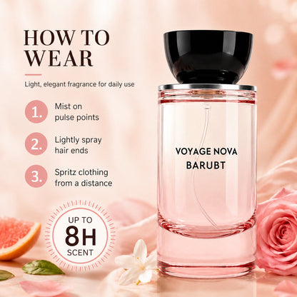 Voyage Nova Eau de Parfum for Women, Lychee Bergamot Ginger, Rose Peony Cocoa Blossom, Elegant Patchouli, Long Lasting Spring Fall Perfume, 50ml &1.7fl oz