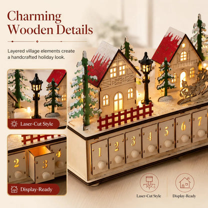 🏡🎁Wooden Village Advent Calendar With Led Glow(DIY Material Kit)