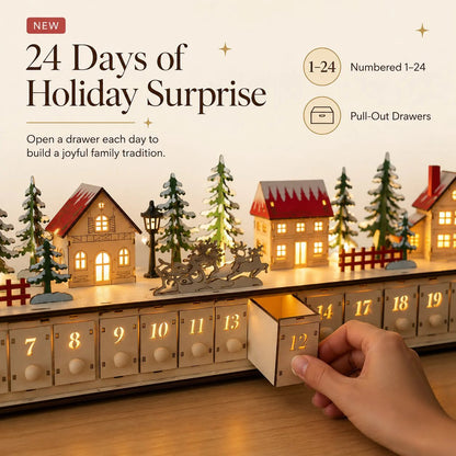 🏡🎁Wooden Village Advent Calendar With Led Glow(DIY Material Kit)