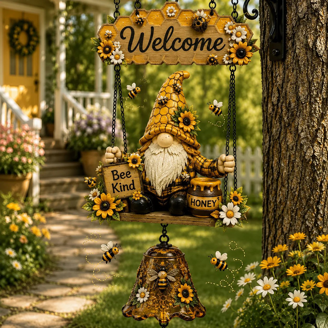 🔥49% OFF TODAY ONLY – Rustic Garden Gnome Bell Outdoor Decor 🐞🌼